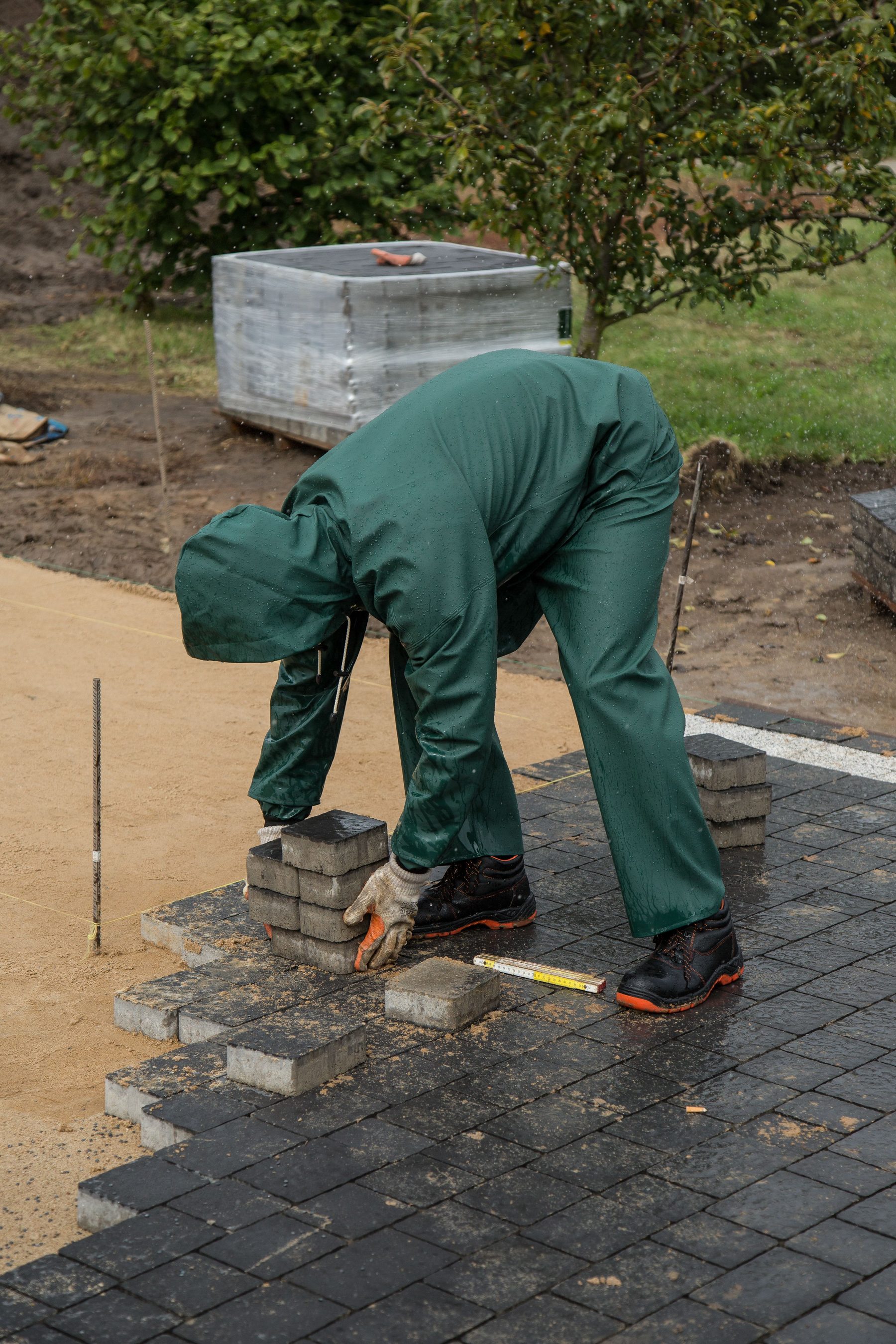 Professional paver restoration work in progress
